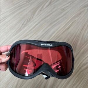 Bolle Ski Snow Goggles Red Lens Used Black Snowboarding Skiing Mountain Sports